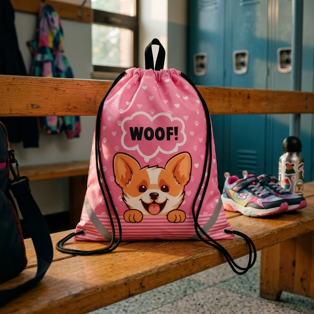 Сумка для взуття з кишенею, "I Love Corgi"