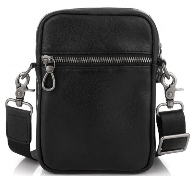 Сумка-візитка чоловіча 19*13,5*5см натуральна чорна шкіра Tiding Bag — фото 2