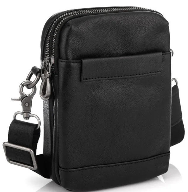 Сумка-візитка чоловіча 19*13,5*5см натуральна чорна шкіра Tiding Bag