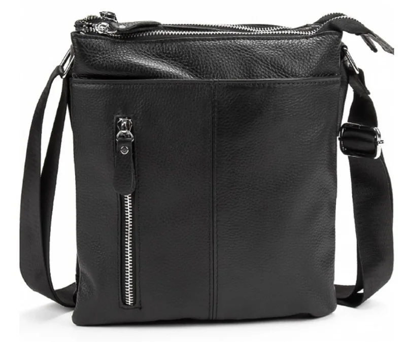 Сумка-візитка чоловіча 25*22*5см натуральна чорна шкіра Tiding Bag