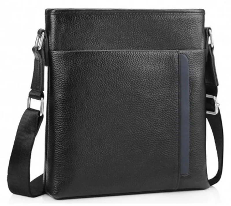 Сумка-візитка чоловіча 25*23*4см натуральна чорна шкіра Tiding Bag