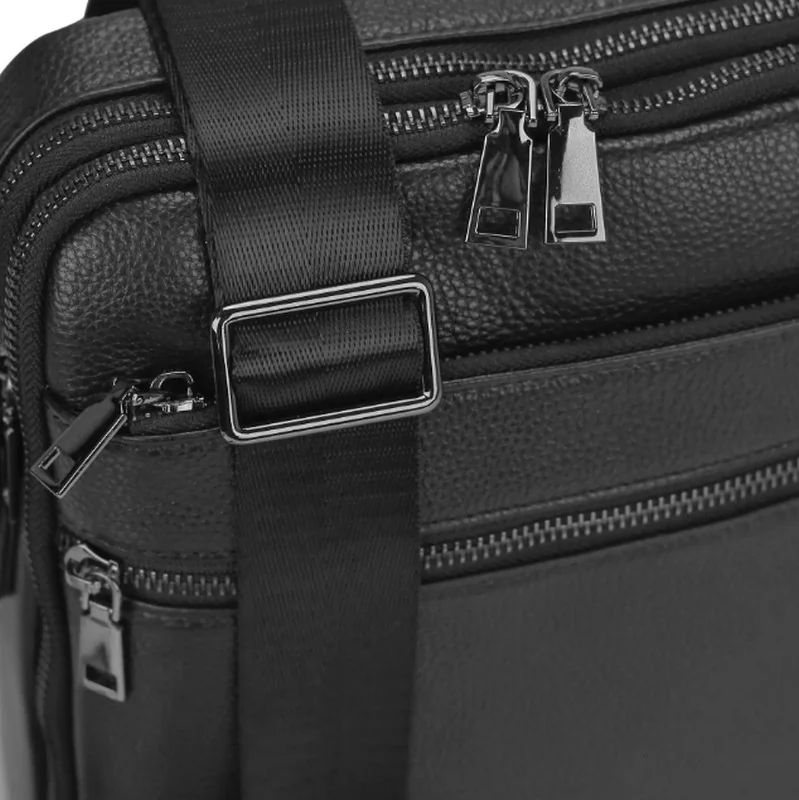 Сумка-візитка чоловіча 26*23*8см натуральна чорна шкіра Tiding Bag — фото 2