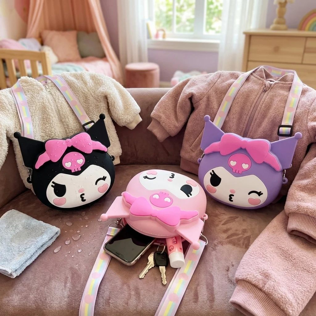Сумочка силіконова Зайчик Kuromi-голова з довгою ручкою 15х14см 812-10