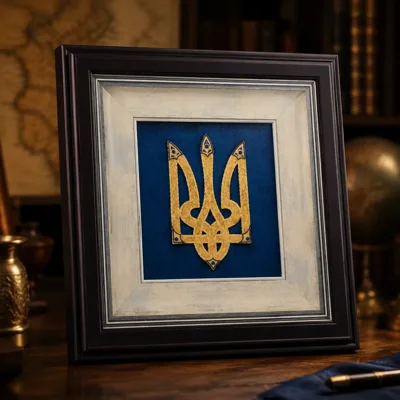 Сувенір Колаж Тризуб України синій