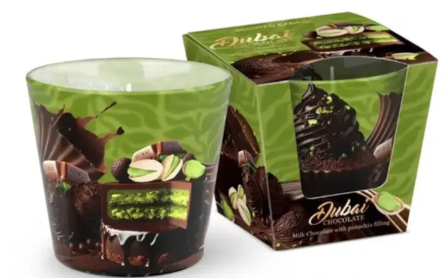 Свечка в склянці 7*9см "Dubai Chocolate" — фото 2