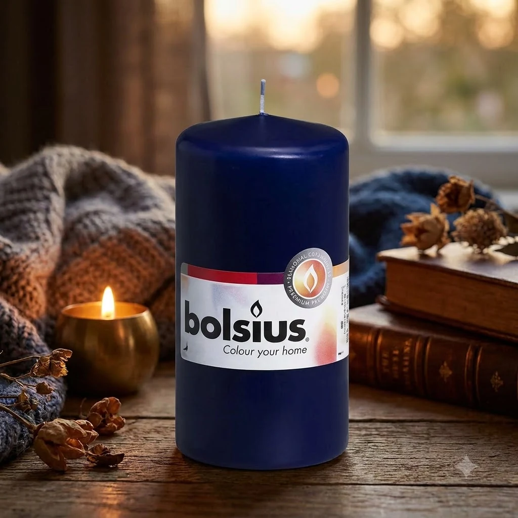 Свічка "Bolsius" циліндр 120*60мм т.-синій