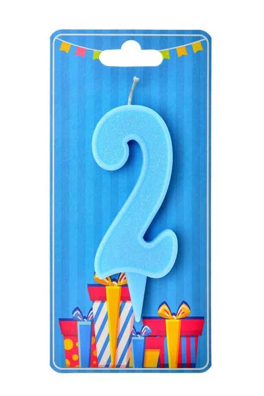 Свічка для торта №2, 7,5 см (без ніжки), блакитна, Україна — фото 2