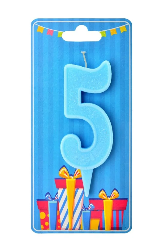 Свічка для торта № 5, 7,5 см (без ніжки), блакитна, Україна — фото 2