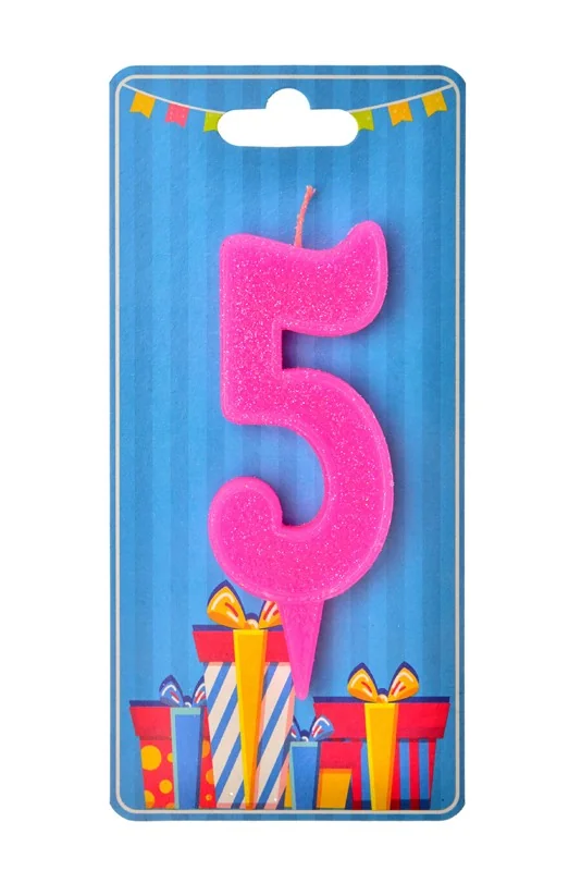 Свічка для торта № 5, 7,5 см (без ніжки), рожева, Україна — фото 2