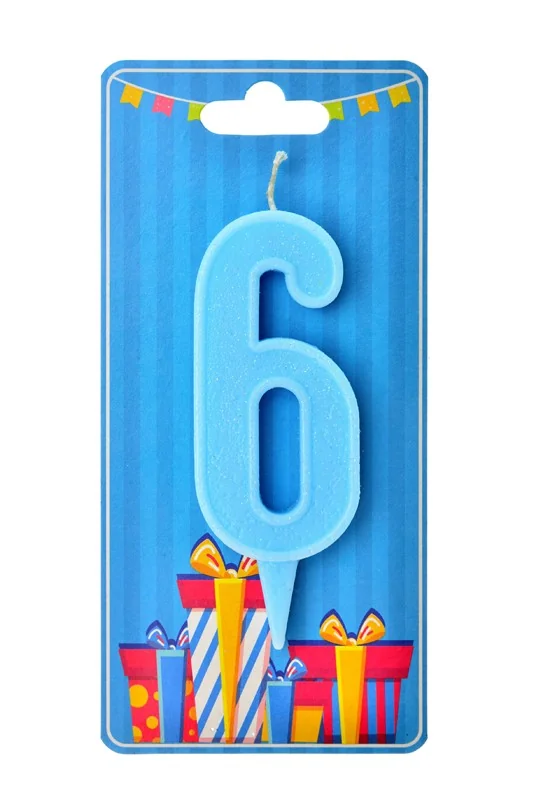 Свічка для торта №6, 7,5 см (без ніжки), блакитна, Україна — фото 2