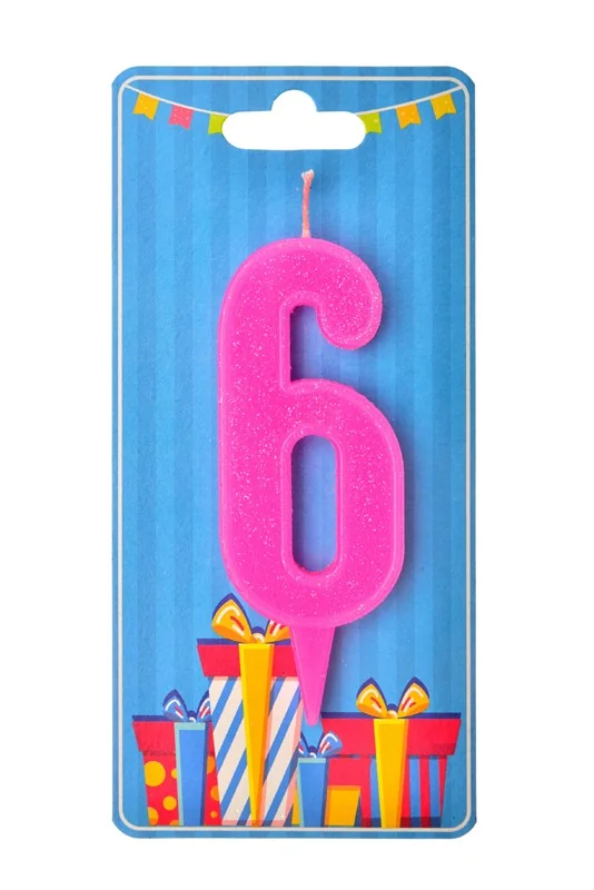 Свічка для торта №6, 7,5 см (без ніжки), рожева, Україна — фото 2