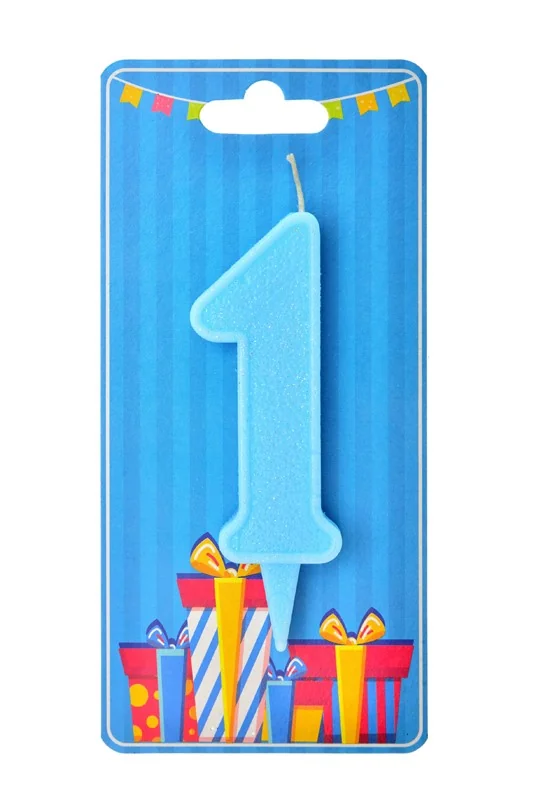 Свічка для торта Номер "1", 7,5 см (без ніжки), блакитна, Україна — фото 2