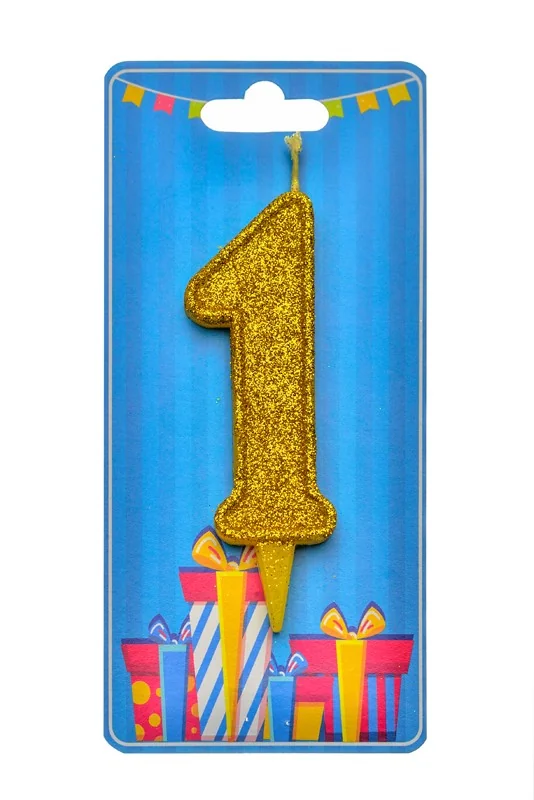 Свічка для торта Номер "1", 7,5 см (без ніжки), золото, Україна