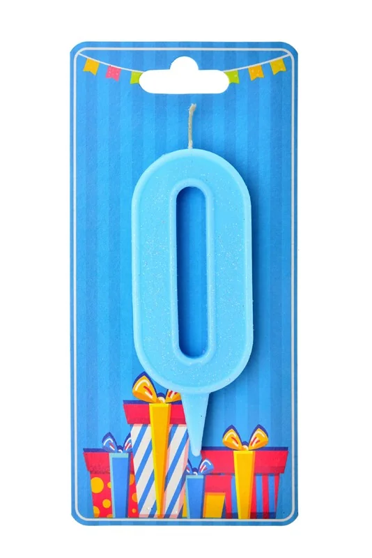 Свічка для торта Цифра "0", 7,5 см (без ніжки), блакитна, Україна — фото 2