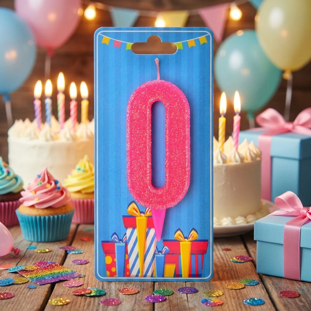 Свічка для торта Цифра "0", 7,5 см (без ніжки), рожева, Україна