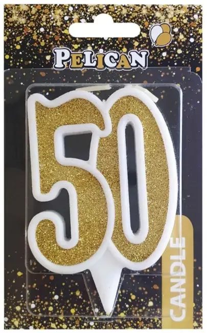 Свічка для торта цифра "50" золото 7 см, TM Pelican