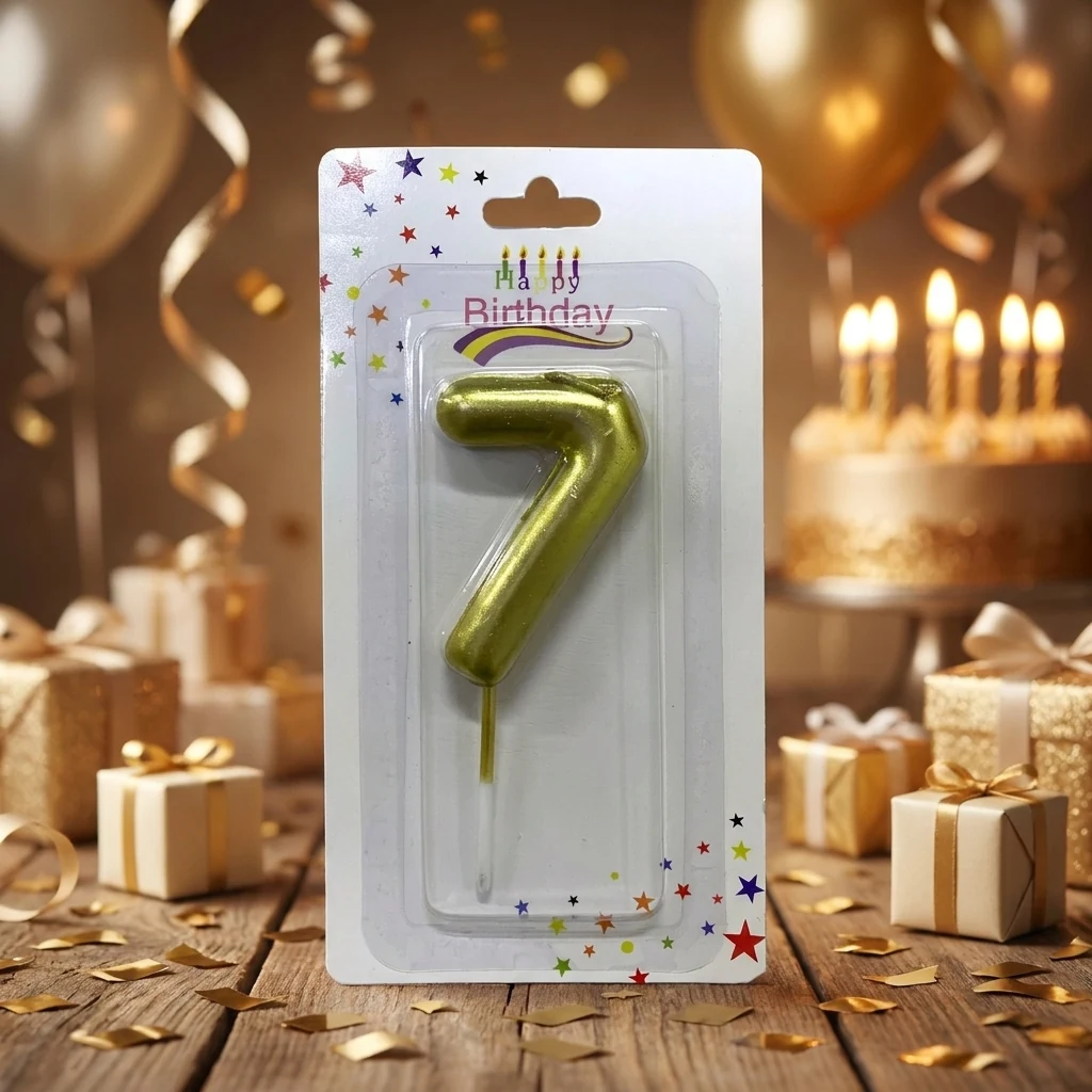 Свічка для торта Цифра "7", 6 см (без ніжки), золото