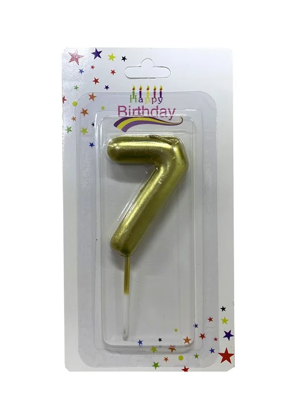 Свічка для торта Цифра "7", 6 см (без ніжки), золото