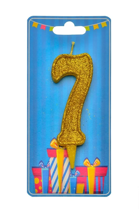 Свічка для торта Цифра "7", 7,5 см (без ніжки), золото, Україна