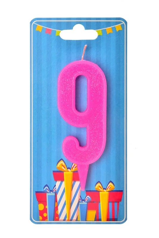 Свічка для торта Цифра "9", 7,5 см (без ніжки), рожева, Україна — фото 2