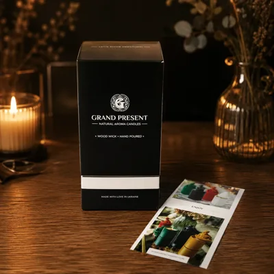 Свічка парфумована APOLLO BURLEY VANILLA BLACK 100% WOOD WAX 165g 35h NAC 1026BL