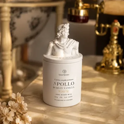 Свічка парфумована APOLLO BURLEY VANILLA WHITE 100% WOOD WAX 165g 35h NAC 1025W