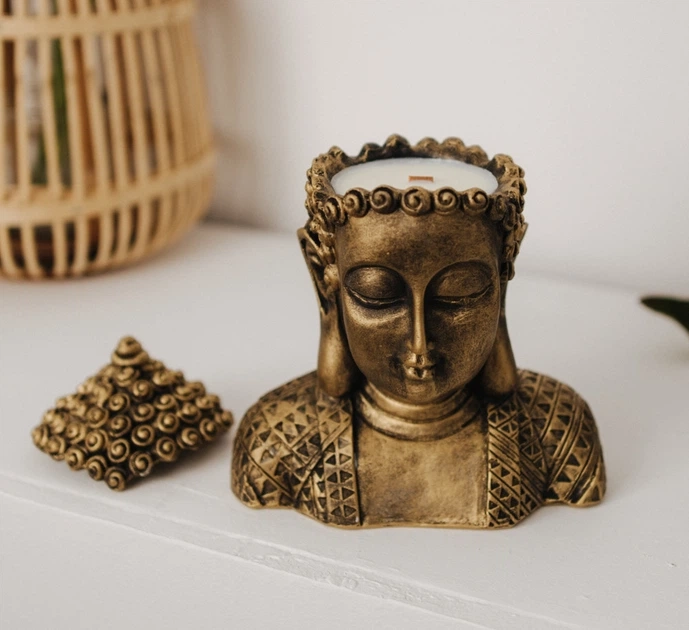 Свічка парфумована BUDDHA SANDAL BRONZE 100% WOOD WAX 140g 30h NAC 1062 — фото 3