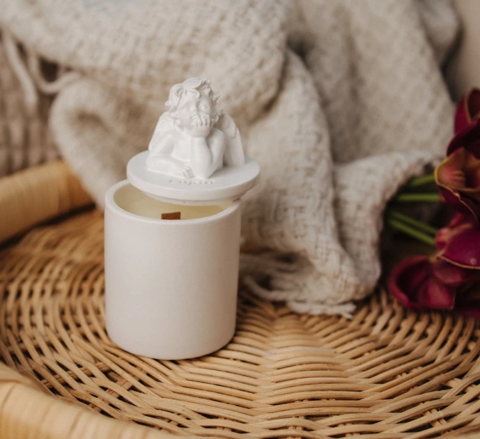 Свічка парфумована CUPID SANTAL WHITE 100% WOOD WAX 165g 35h NAC 1035W — фото 3