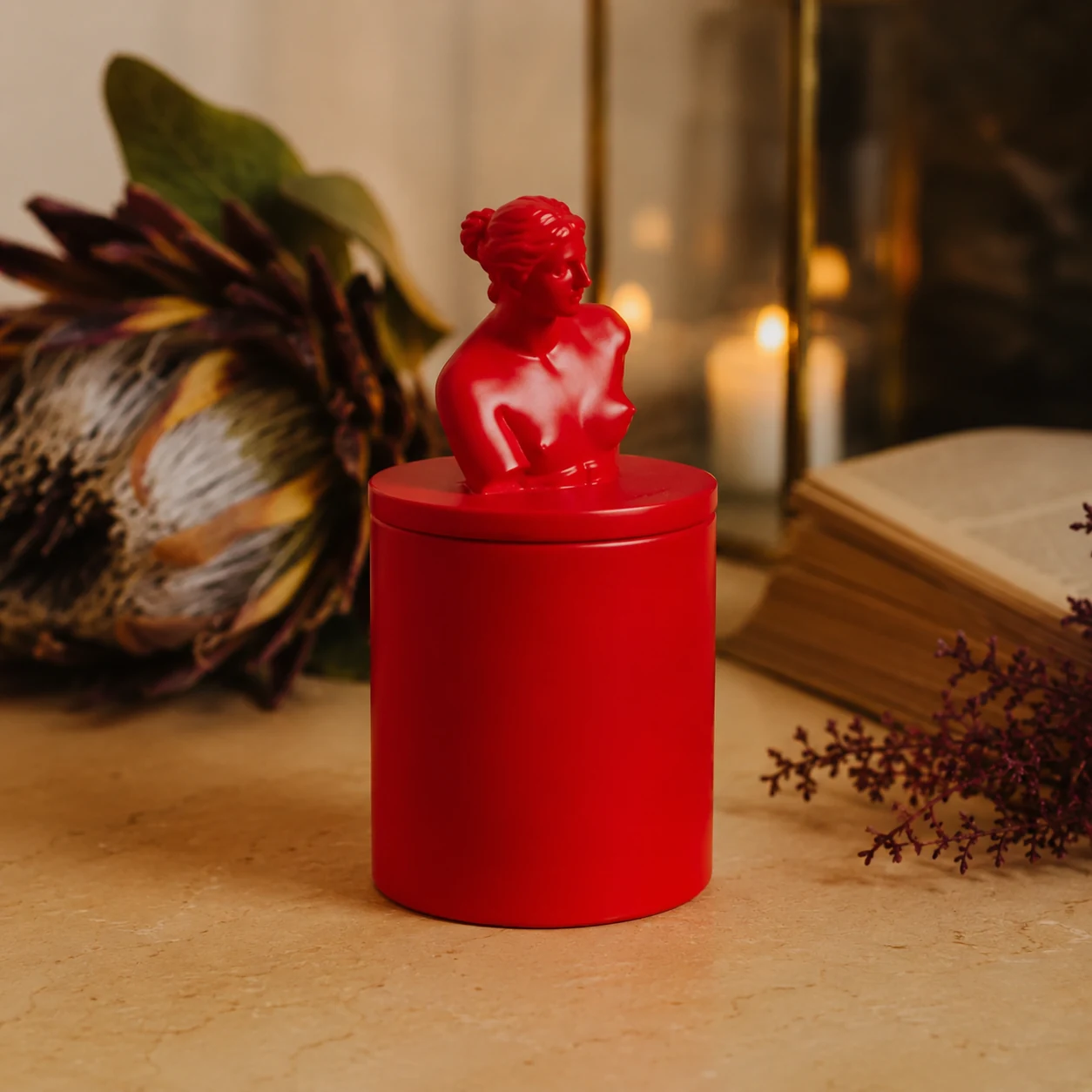 Свічка парфумована VENUS CHERRY BLOSSOM RED 100% WOOD WAX 165g 35h NAC 1011R — Подарунки та сувеніри