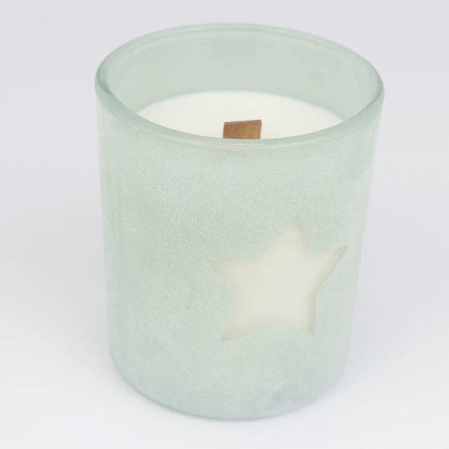 Свічка парфумована з соєвого воску м`ята Лейла тютюн берлі та ваніль з дерев гнотом170g 35h NAC 1116 — фото 3