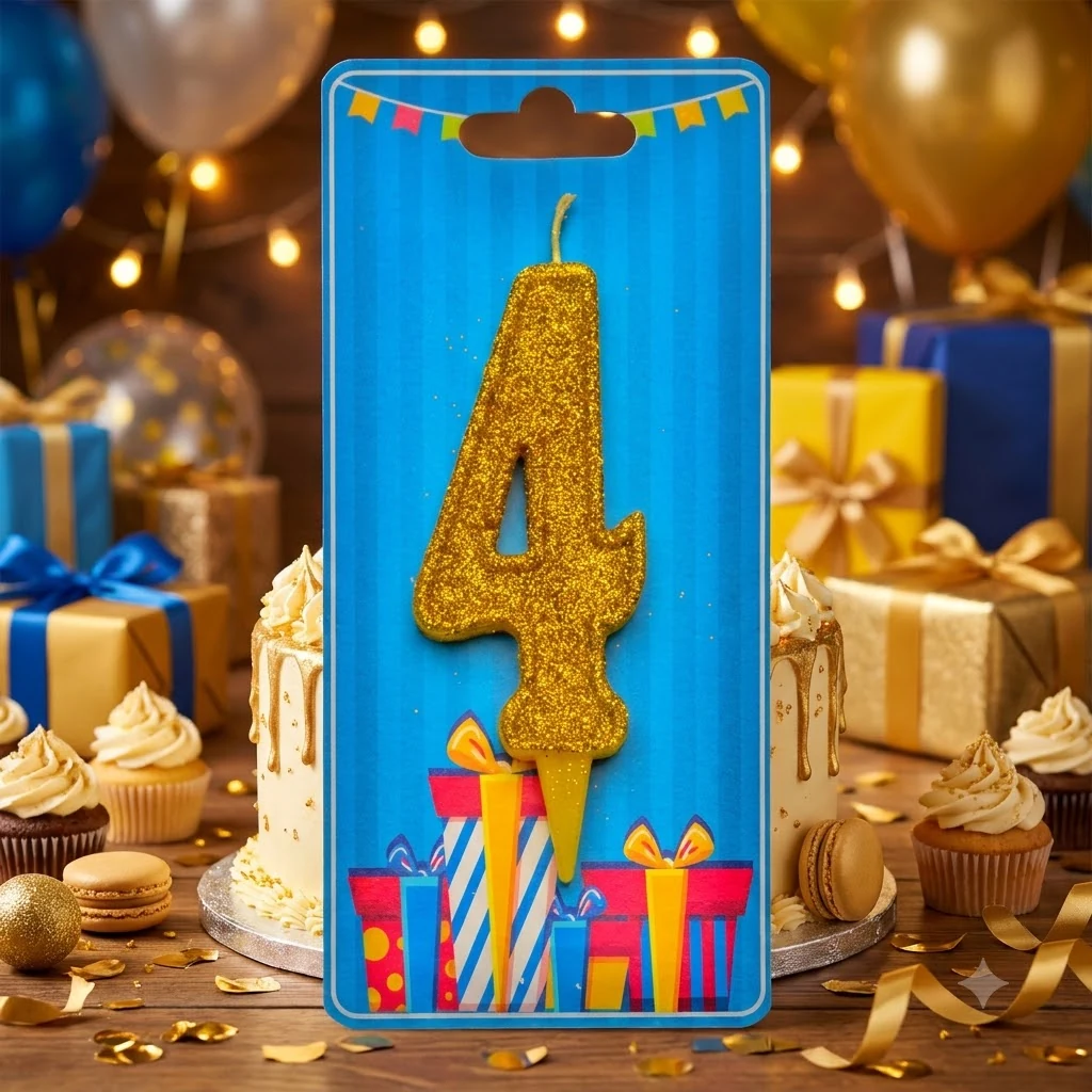 Свічка-цифра "4" 7,5 см золота Україна