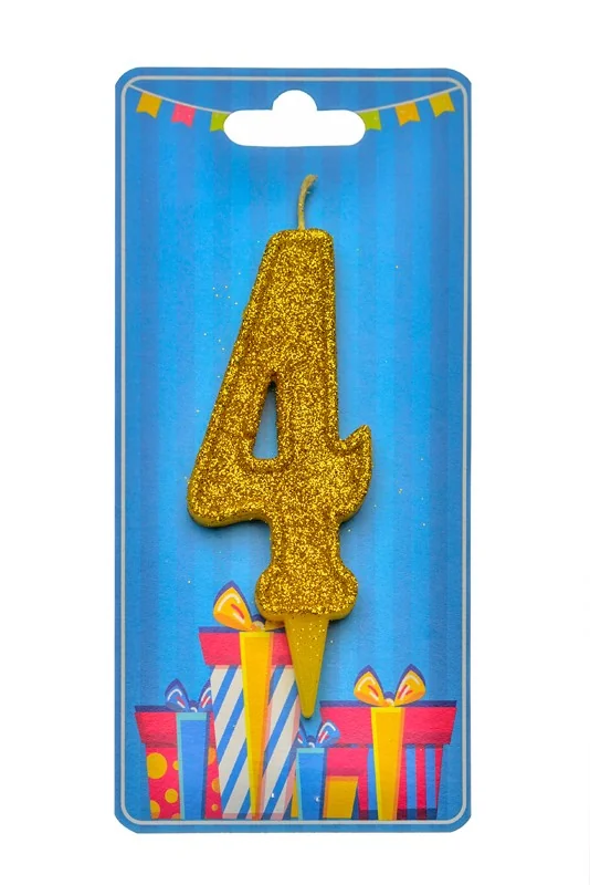 Свічка-цифра "4" 7,5 см золота Україна
