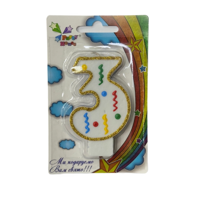 Свічка цифра велика, 3, 1 шт — фото 2