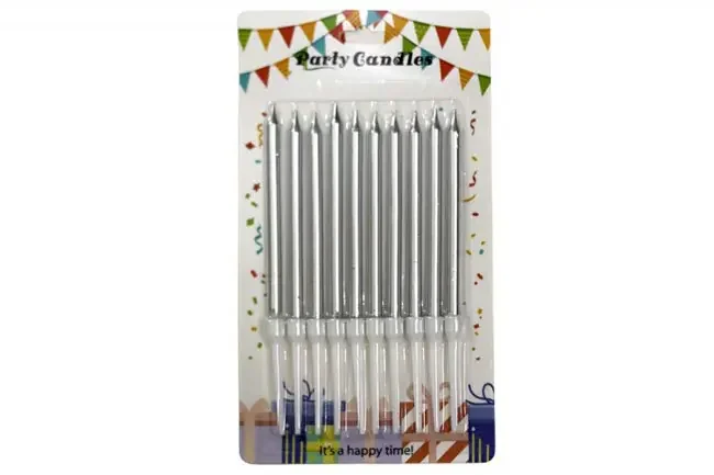 Свічки для торта 10 см 10 штук срібло