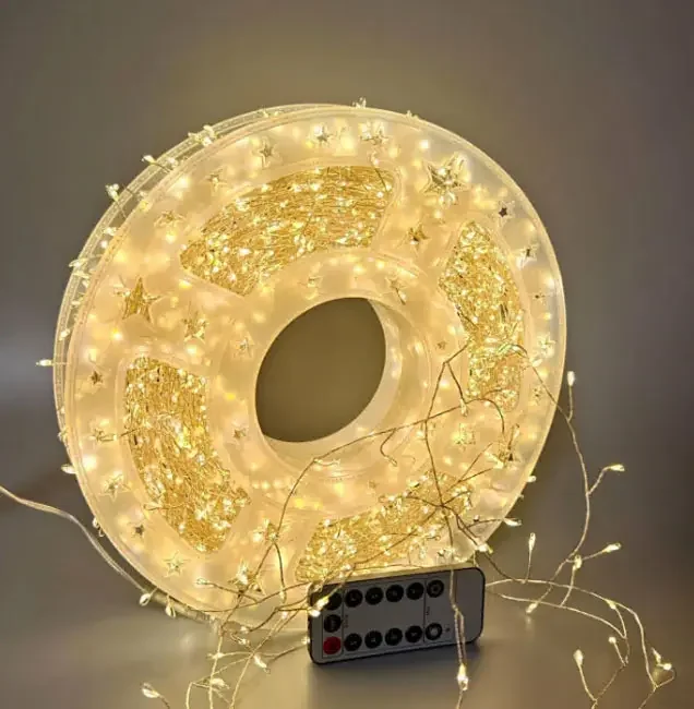 Світлодіодна гірлянда білого теплого кольору, 1500 LED на мідному дроті, 50 метрів, від мережі, пульт