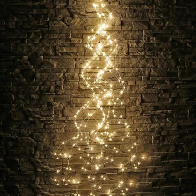 Світлодіодна гірлянда білого теплого кольору, 300 LED, мідна проволока у вигляді пучка із 10 ниток 3 метра, батарейки+USB