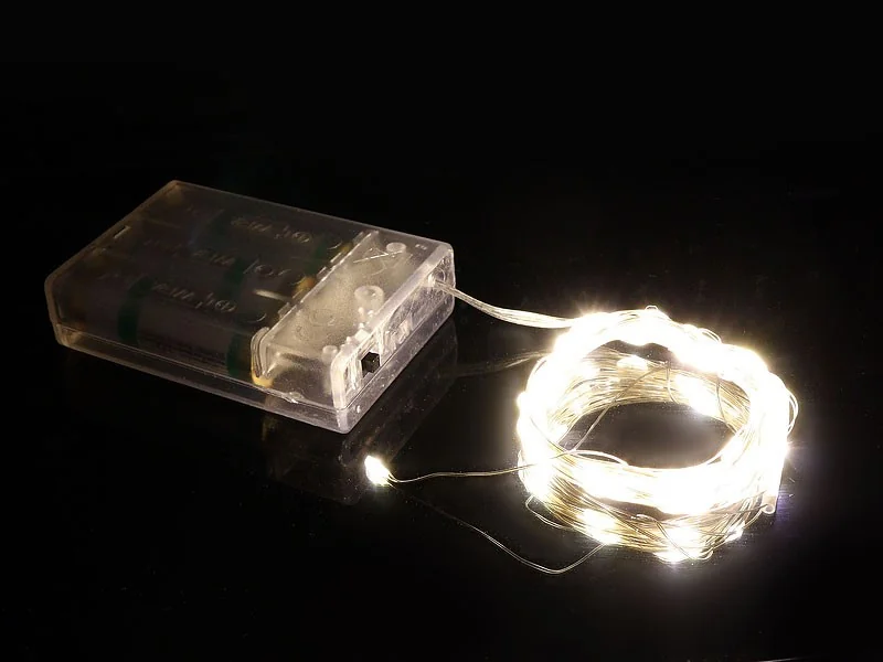 Світлодіодна гірлянда на мідному дроті, 4м, 40 led, колір свічення - білий теплий, на батарейках 3хАА — фото 2