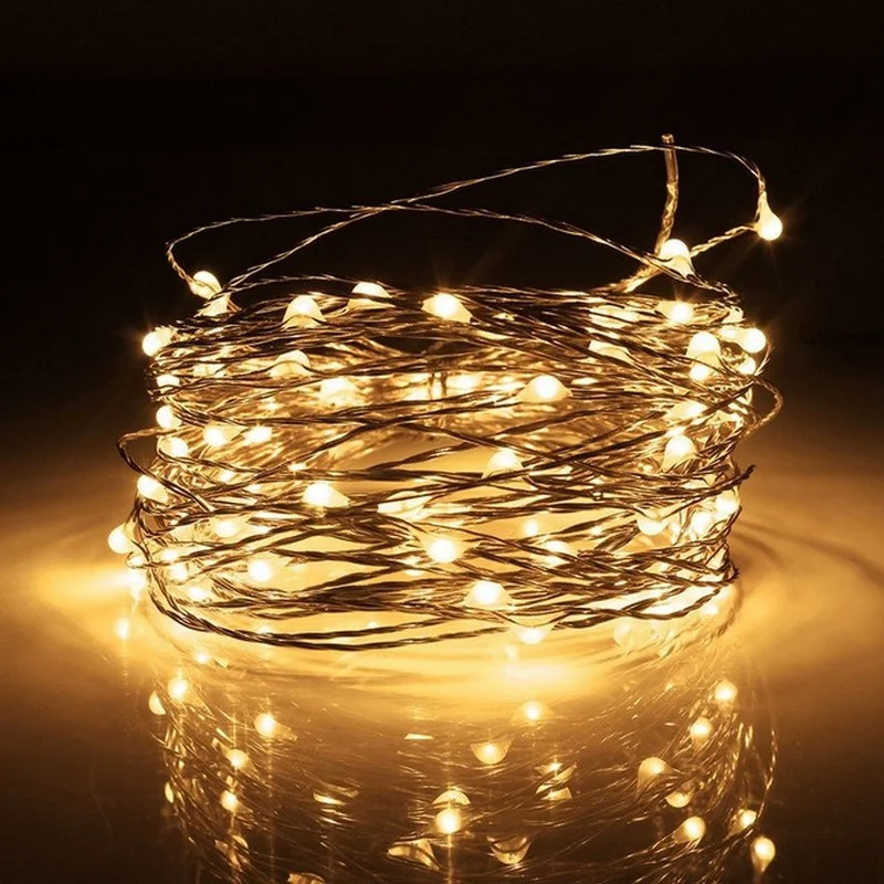 Світлодіодна гірлянда на мідному дроті, 4м, 40 led, колір свічення - білий теплий, на батарейках 3хАА — фото 3