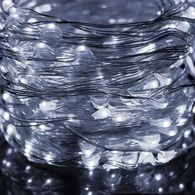 Світлодіодна гірлянда на зеленому дроті, 50м, 500 led, колір світіння- холодний білий, з пультом, на USB — фото 2