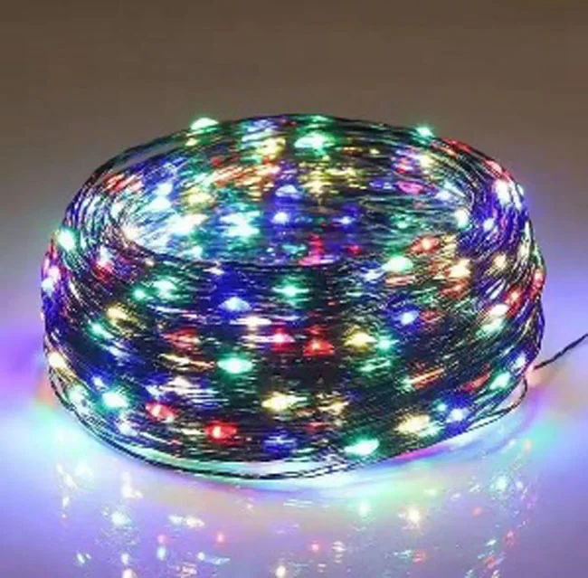 Світлодіодна гірлянда на зеленому дроті, 50м, 500 led, колір світіння- різнокольоровий, з пультом, на USB