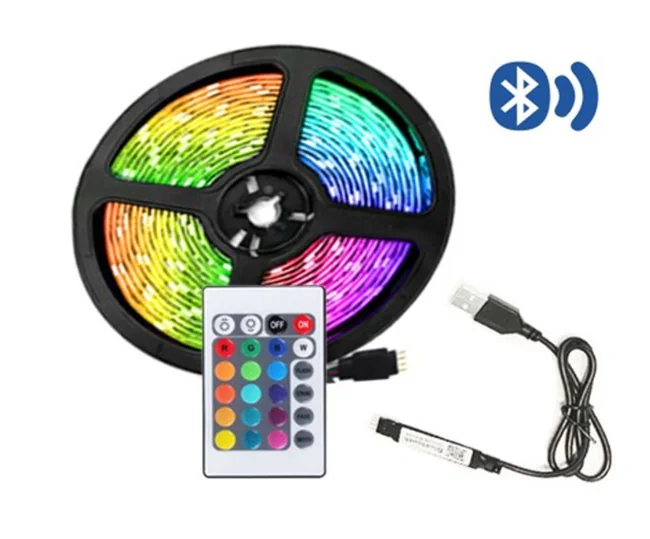 Світлодіодна стрічка 5м, пульт, від USB, RGB 5050 — фото 2