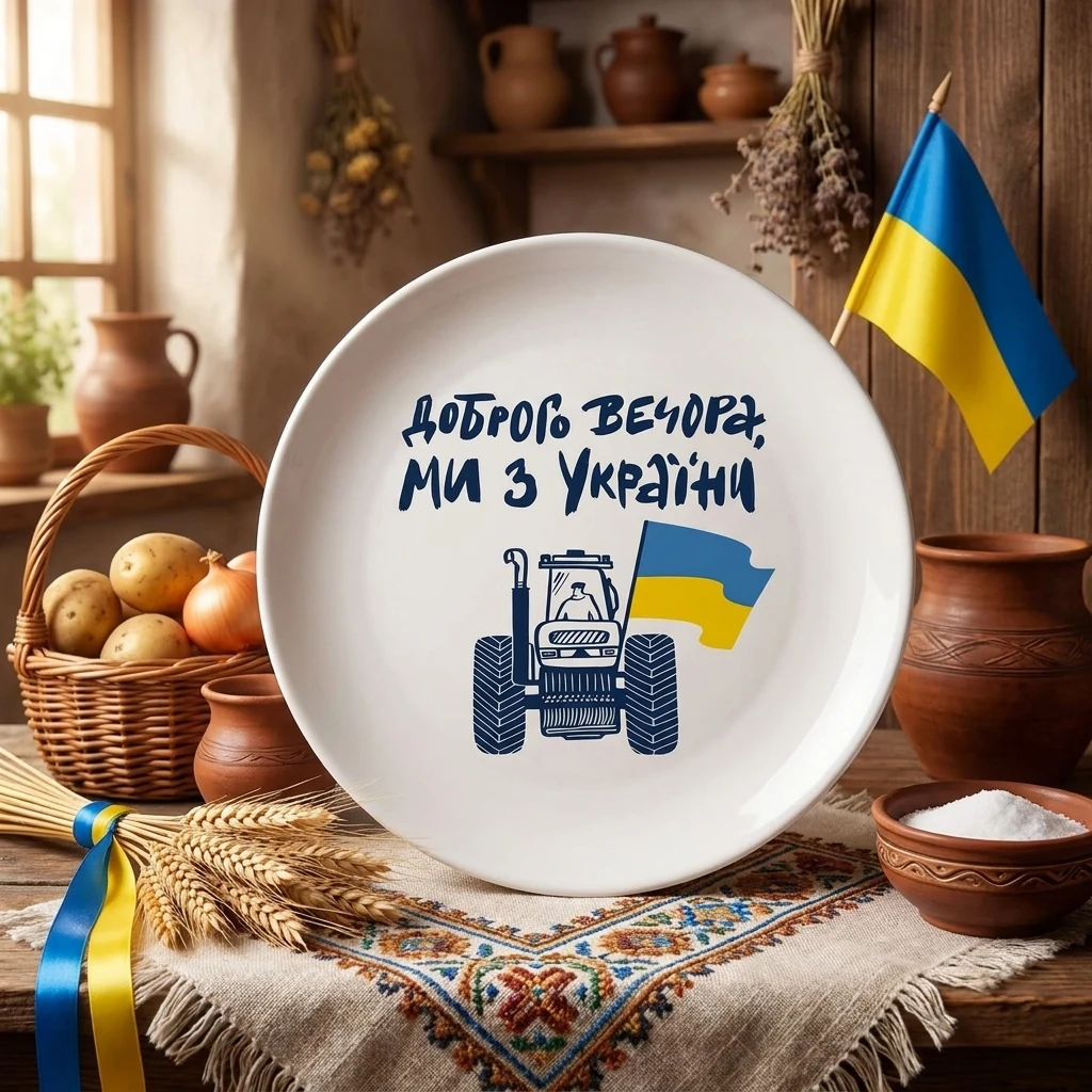 Тарілка 25 см "Доброго вечора, ми з України"