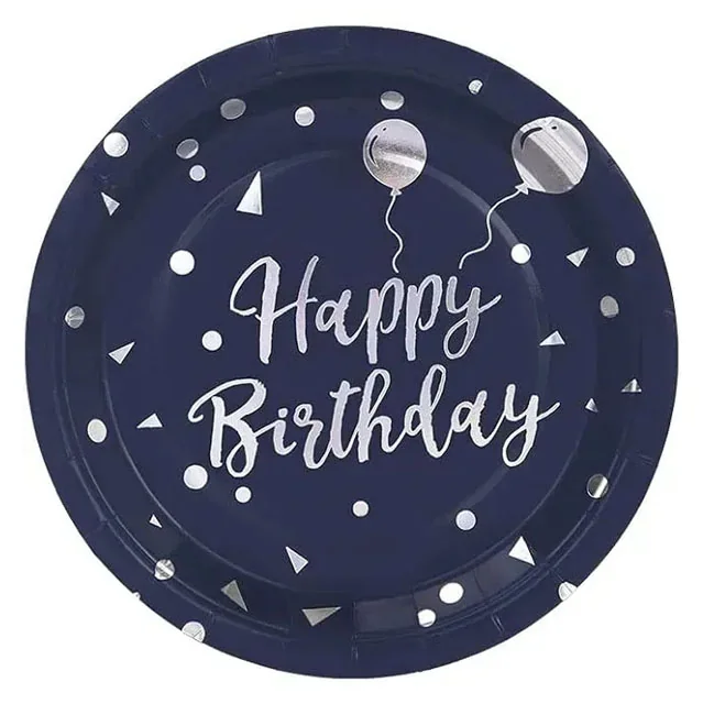 Тарілки паперові "Happy birthday" 23 см