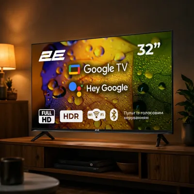Телевізор 32 2E LED FHD 60Hz Smart Google TV Black
