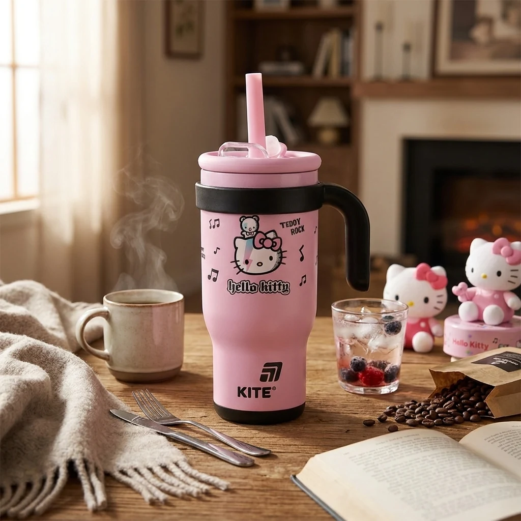 Термокружка 530 мл "Hello Kitty" Kite з трубочкою