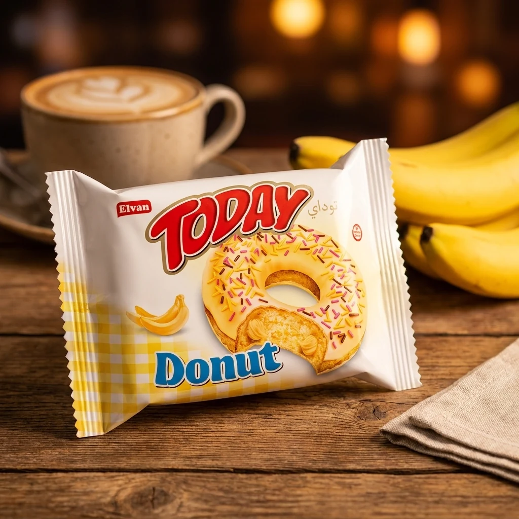 Тістечко бісквітне з начинкою зі смаком банана Donut Today 50г — Продукти та напої