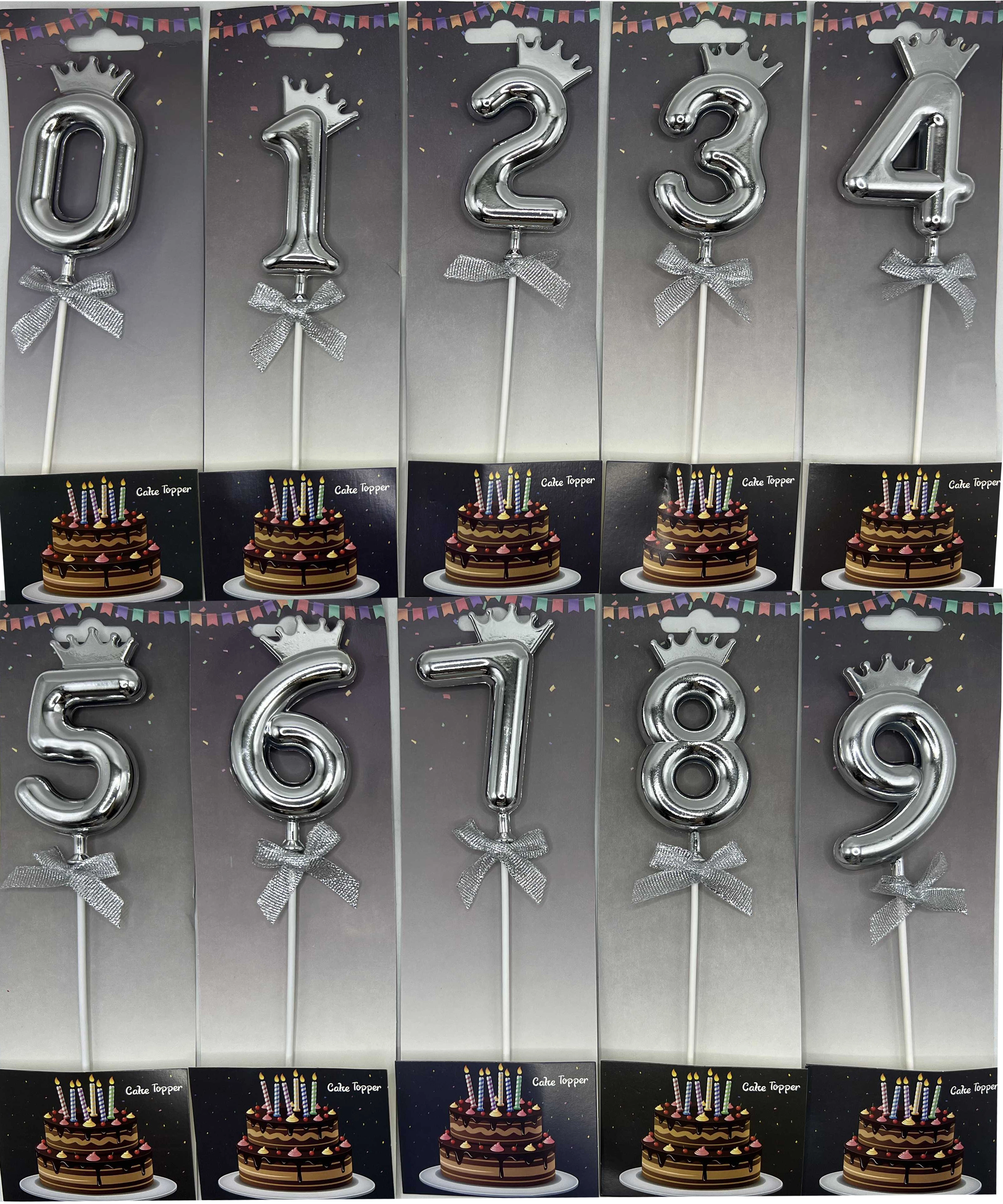 Топпер об`ємн Цифри 0-9 23см сріб 90802-2 — фото 2