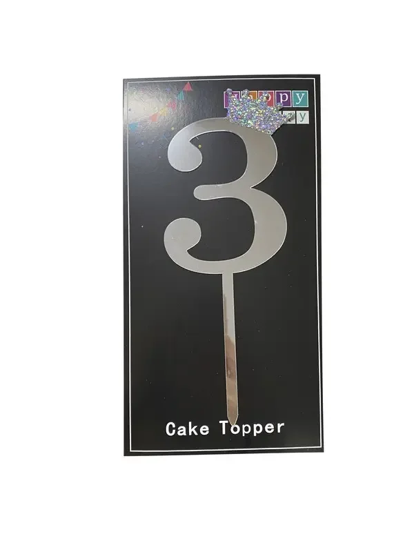 Топпер "Цифра 3" 18,5 см срібло
