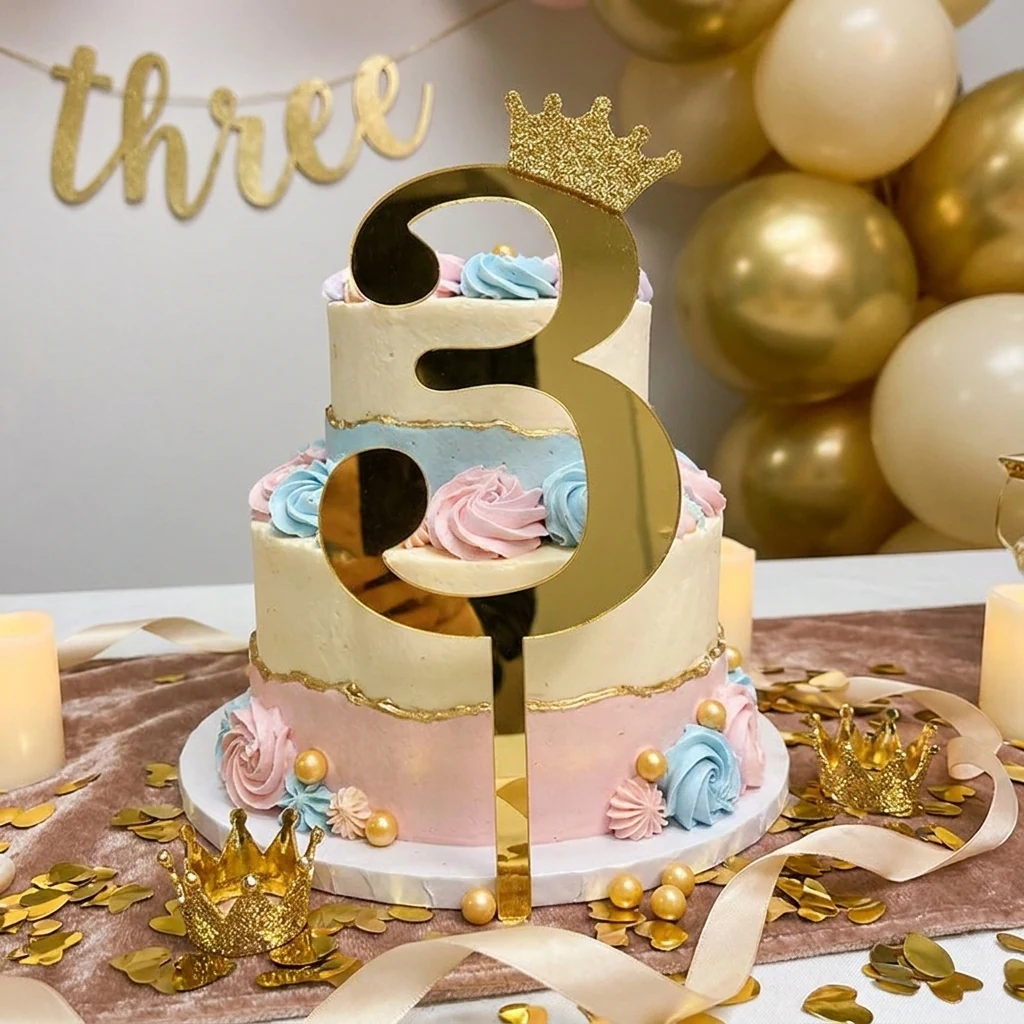 Топпер "Цифра 3" 18,5 см золото