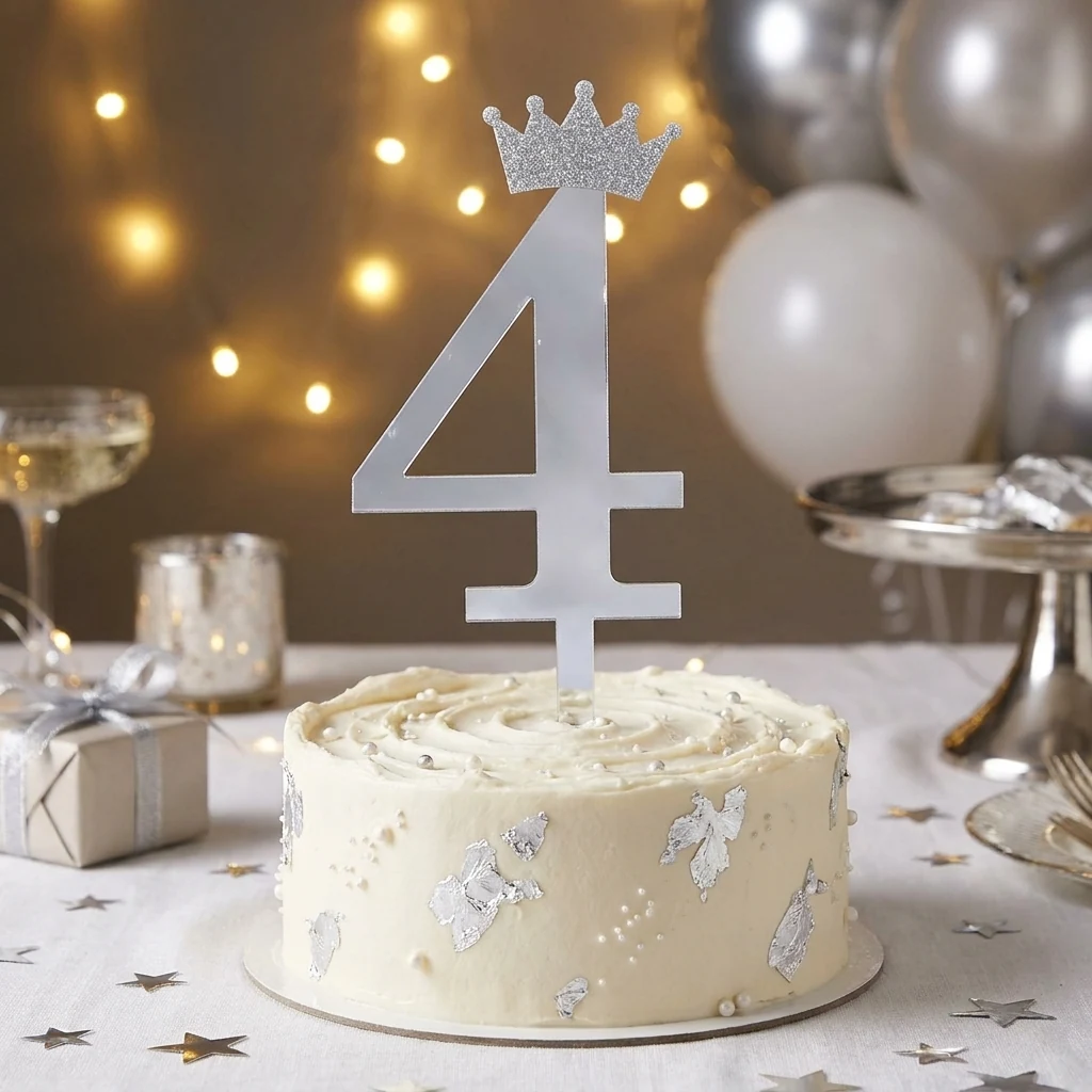 Топпер "Цифра 4" 18,5 см срібло